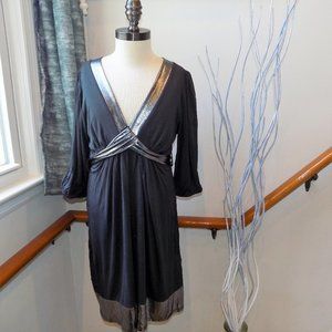 JUJU & B Charcoal Gray & Silver Trim Dress Size Small